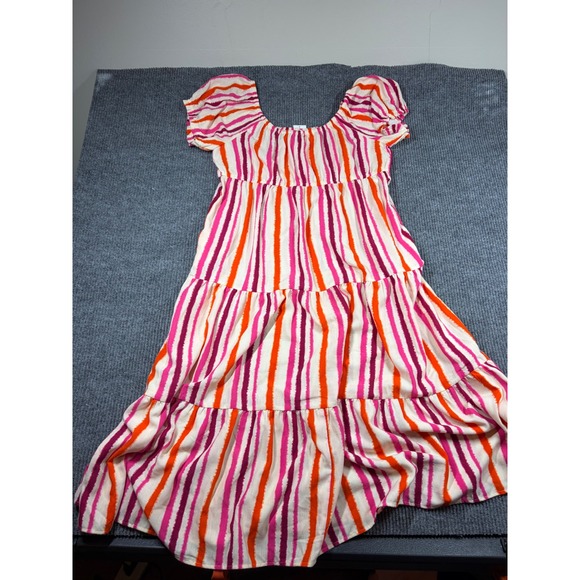 Cato Dresses & Skirts - Cato Dress Womens Plus Size 18/20W Striped Tiered Midi Pink Orange White NWT